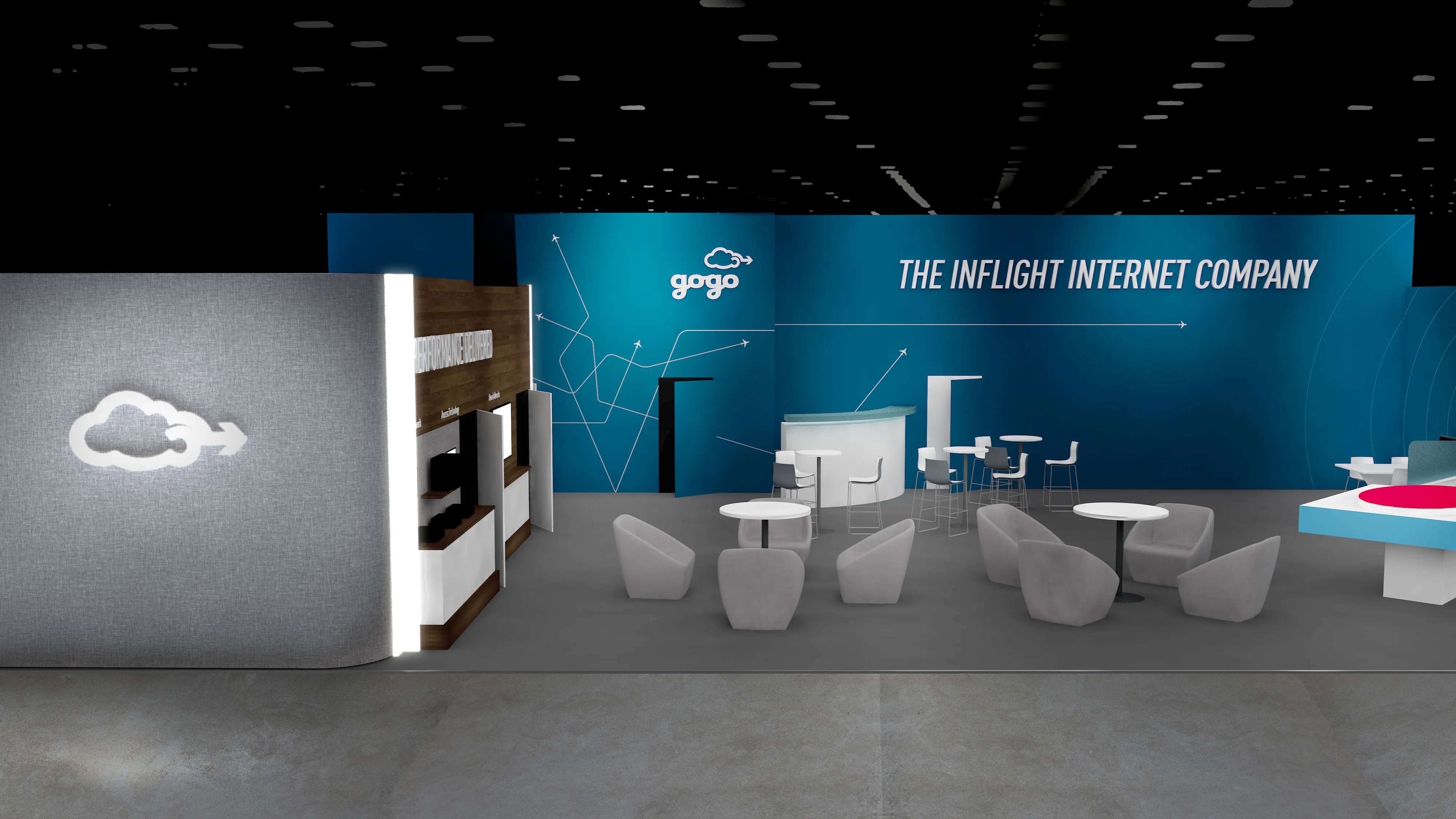 Gogo booth back wall