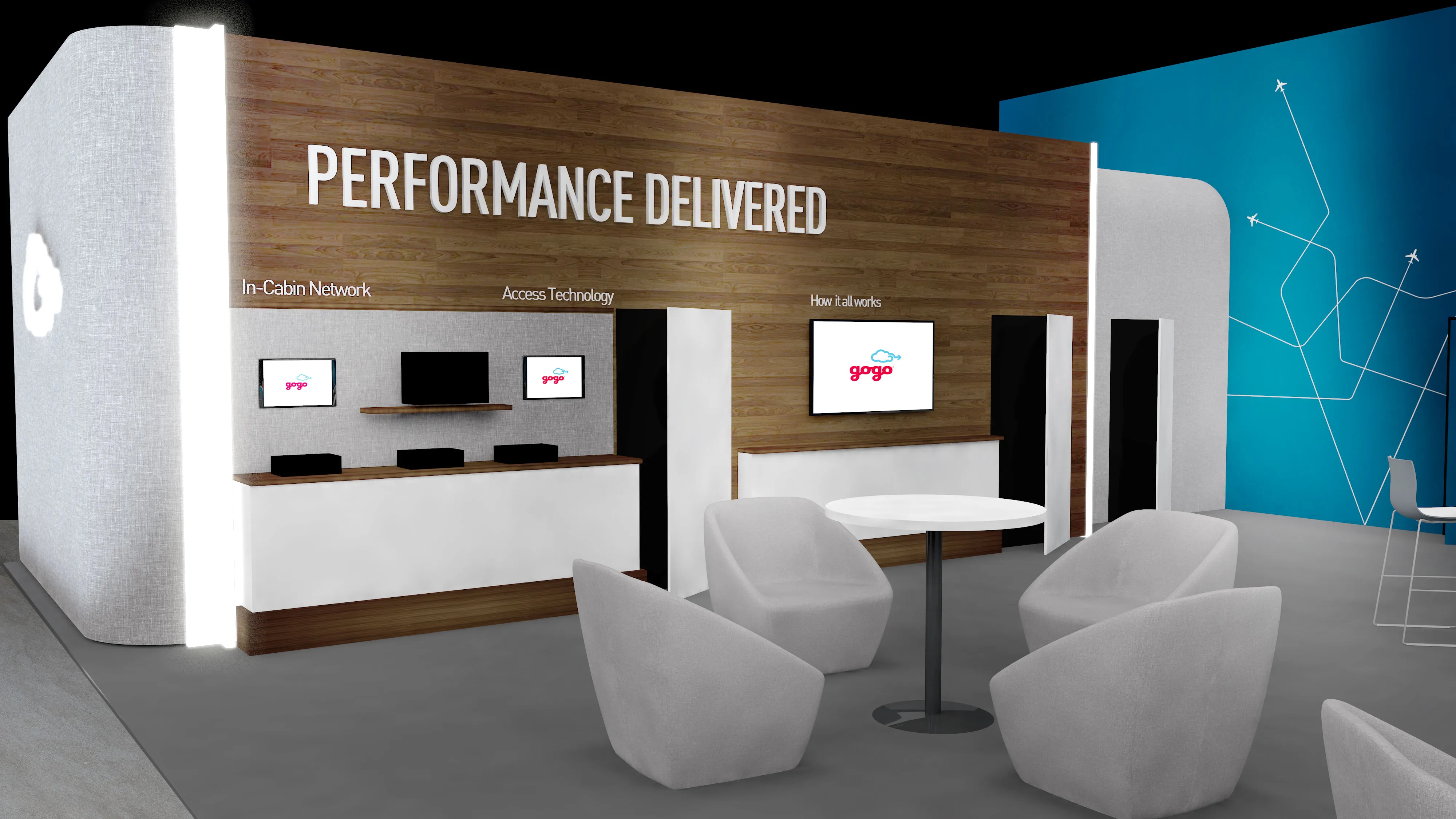 Gogo booth hardware area