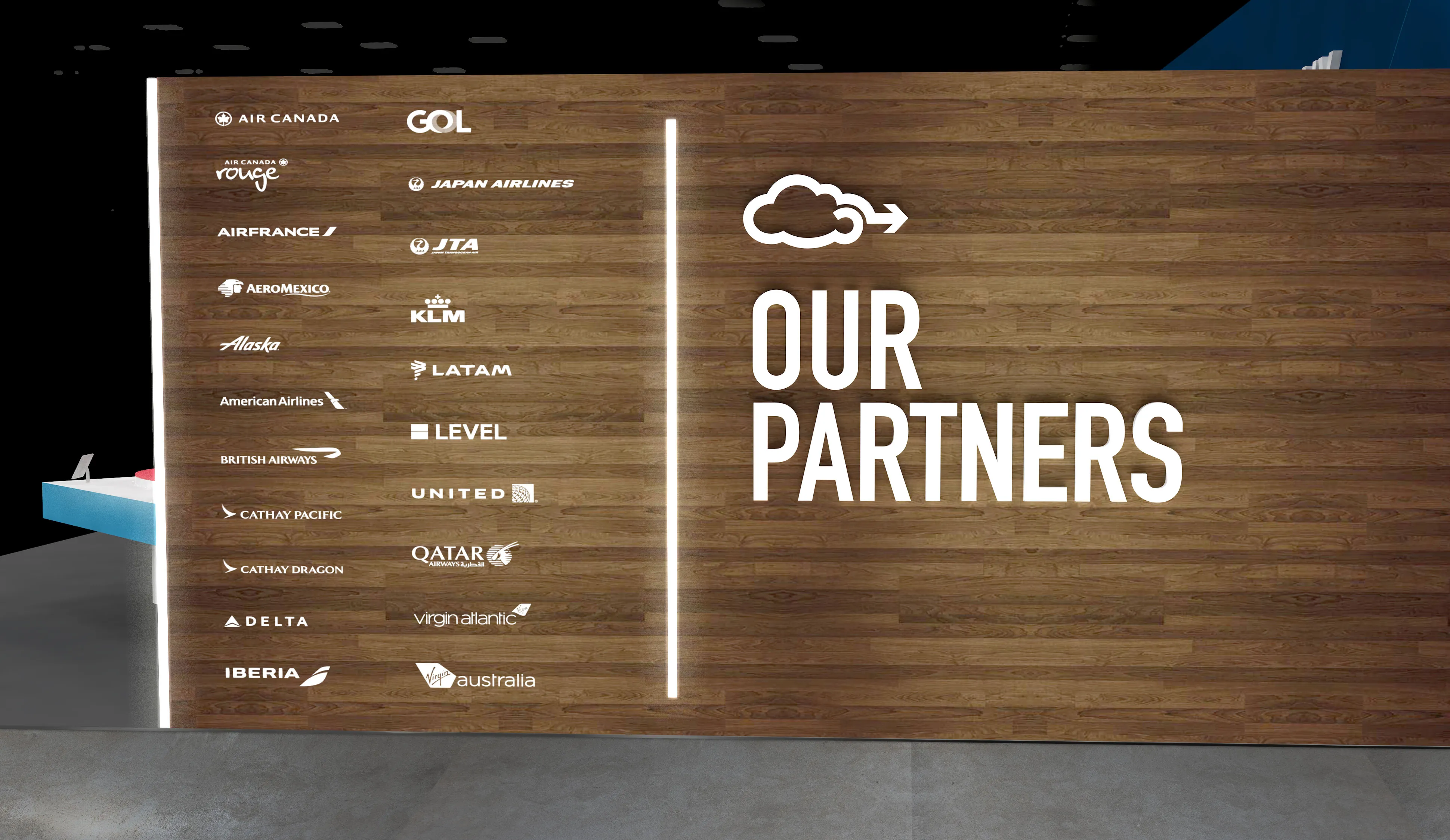 Gogo booth partner wall